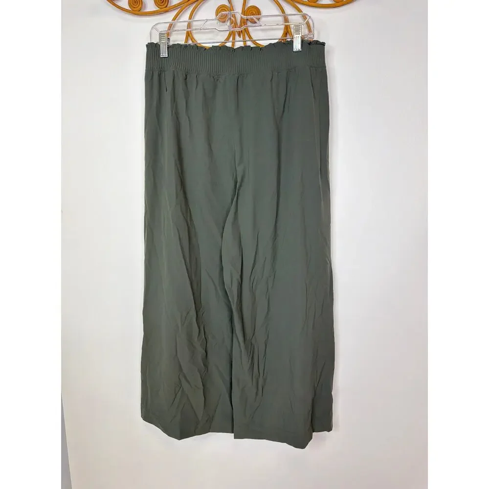 Lululemon Stretch Woven Ruffle-Waist Wide-Leg Cropped Pant Black XL